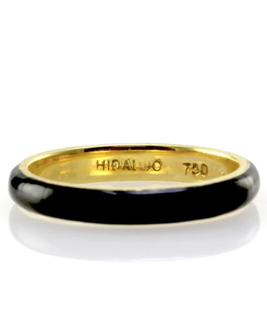 Hidalgo Black Enamel Stackable Eternity Band in 18K Yellow Gold SZ 6.5 - Image 2