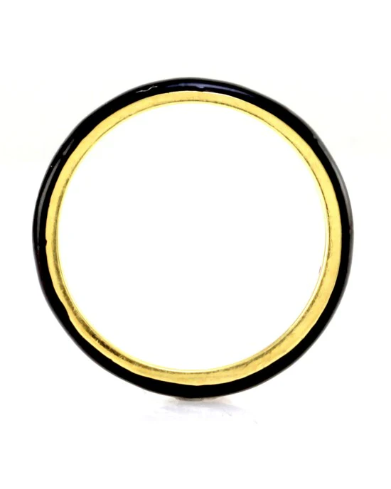 Hidalgo Black Enamel Stackable Eternity Band in 18K Yellow Gold SZ 6.5 - Image 3