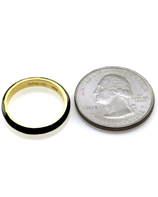 Hidalgo Black Enamel Stackable Eternity Band in 18K Yellow Gold SZ 6.5 - Image 4