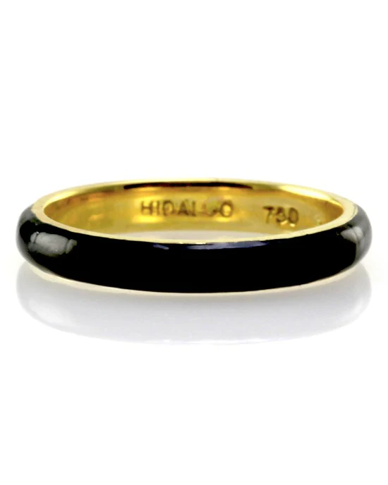 Hidalgo Black Enamel Stackable Eternity Band in 18K Yellow Gold SZ 6.5 - Image 5
