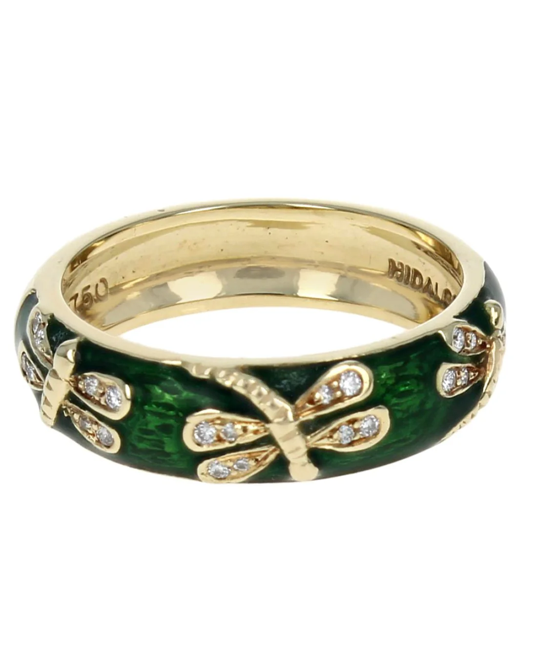 Hidalgo Diamond and Green Enamel Dragonfly Band - Image 2