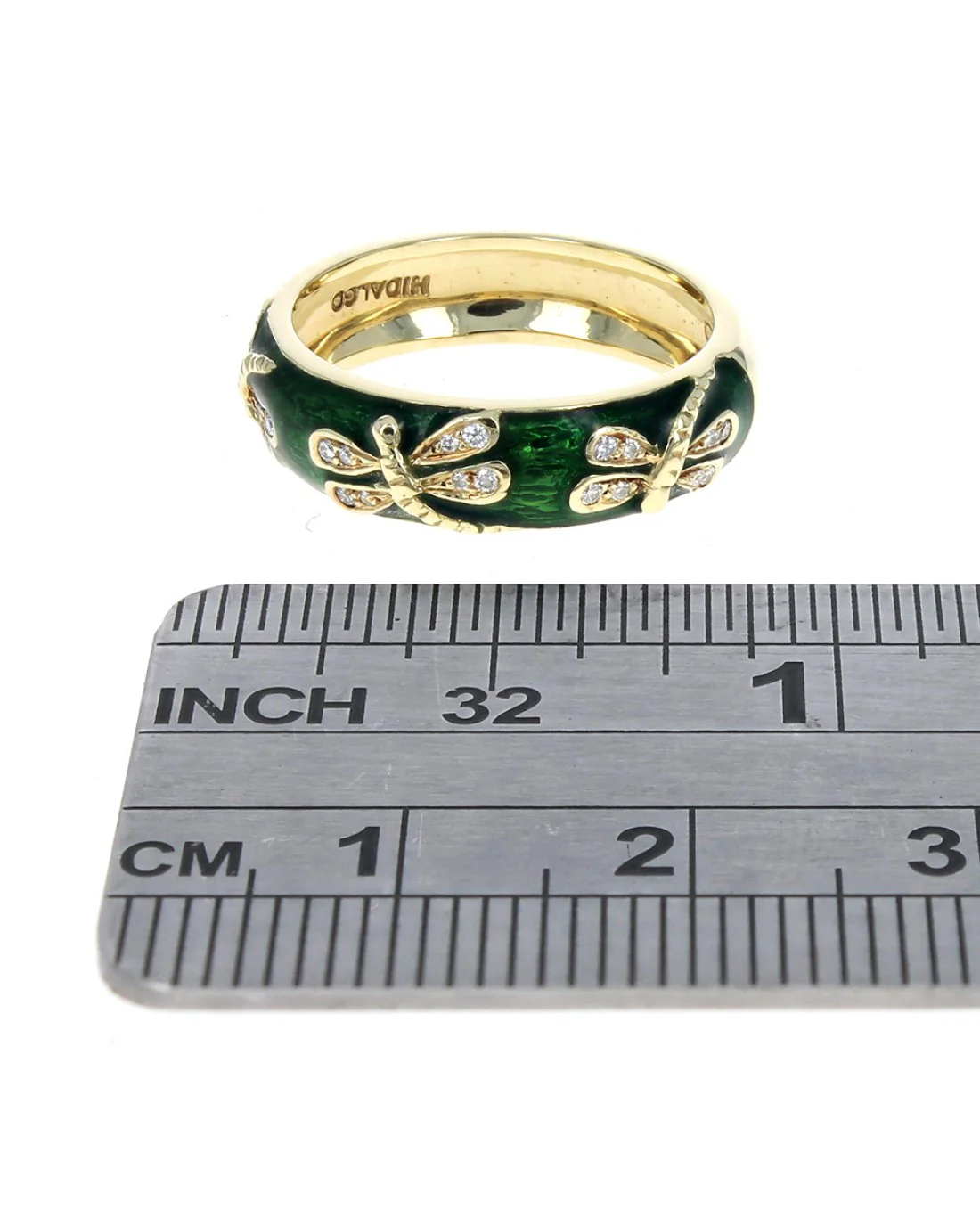 Hidalgo Diamond and Green Enamel Dragonfly Band - Image 3