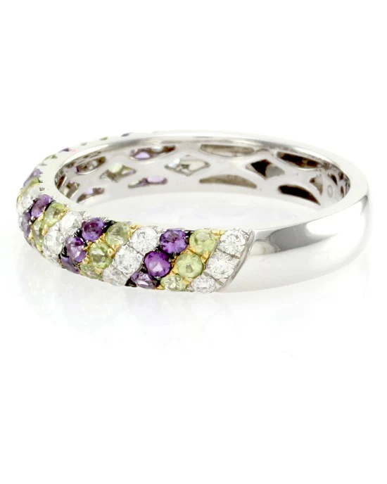 Hidalgo Diamond, Peridot and Amethyst Band in Gold - Image 2