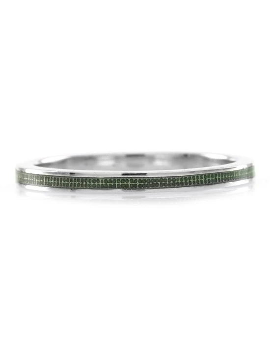Hidalgo Green Enamel Stackable Eternity Band in 18K White Gold SZ 6.5 - Image 2