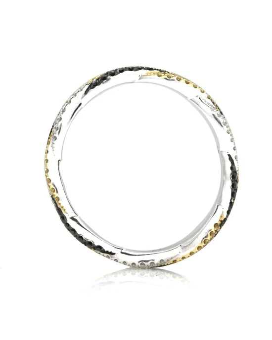 Hidalgo Micro-Pave Black, Yellow and White Diamond Braided Eternity Band in Gold - Image 3