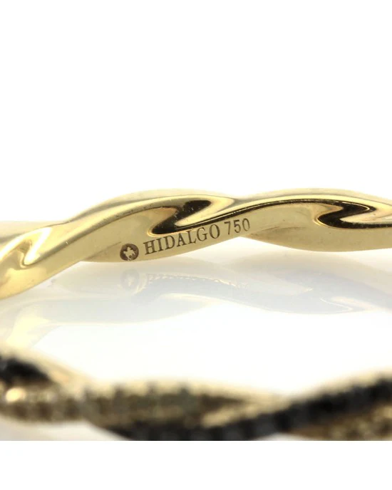 Hidalgo Pave Black and Yellow Diamond Twisted Ring Guard in Gold - Image 5