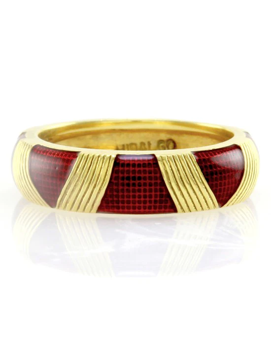 Hidalgo Red Enamel Eternity Band in 18K Yellow Gold SZ 6.25 - Image 2