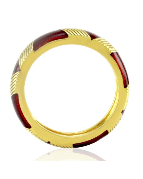 Hidalgo Red Enamel Eternity Band in 18K Yellow Gold SZ 6.25 - Image 3