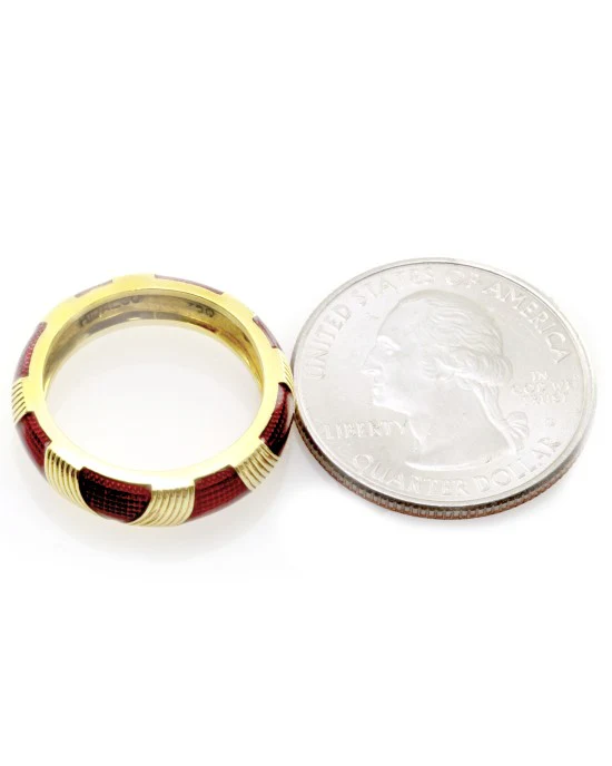 Hidalgo Red Enamel Eternity Band in 18K Yellow Gold SZ 6.25 - Image 4