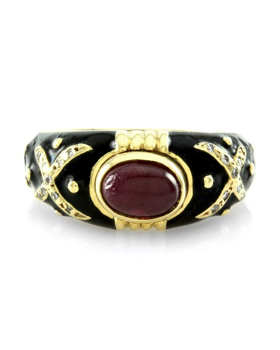 Hidalgo Ruby, Diamond and Enamel Ring in Gold - Image 2