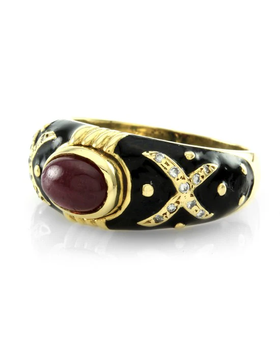Hidalgo Ruby, Diamond and Enamel Ring in Gold - Image 3