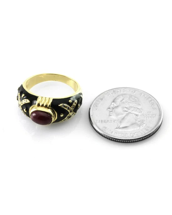 Hidalgo Ruby, Diamond and Enamel Ring in Gold - Image 4