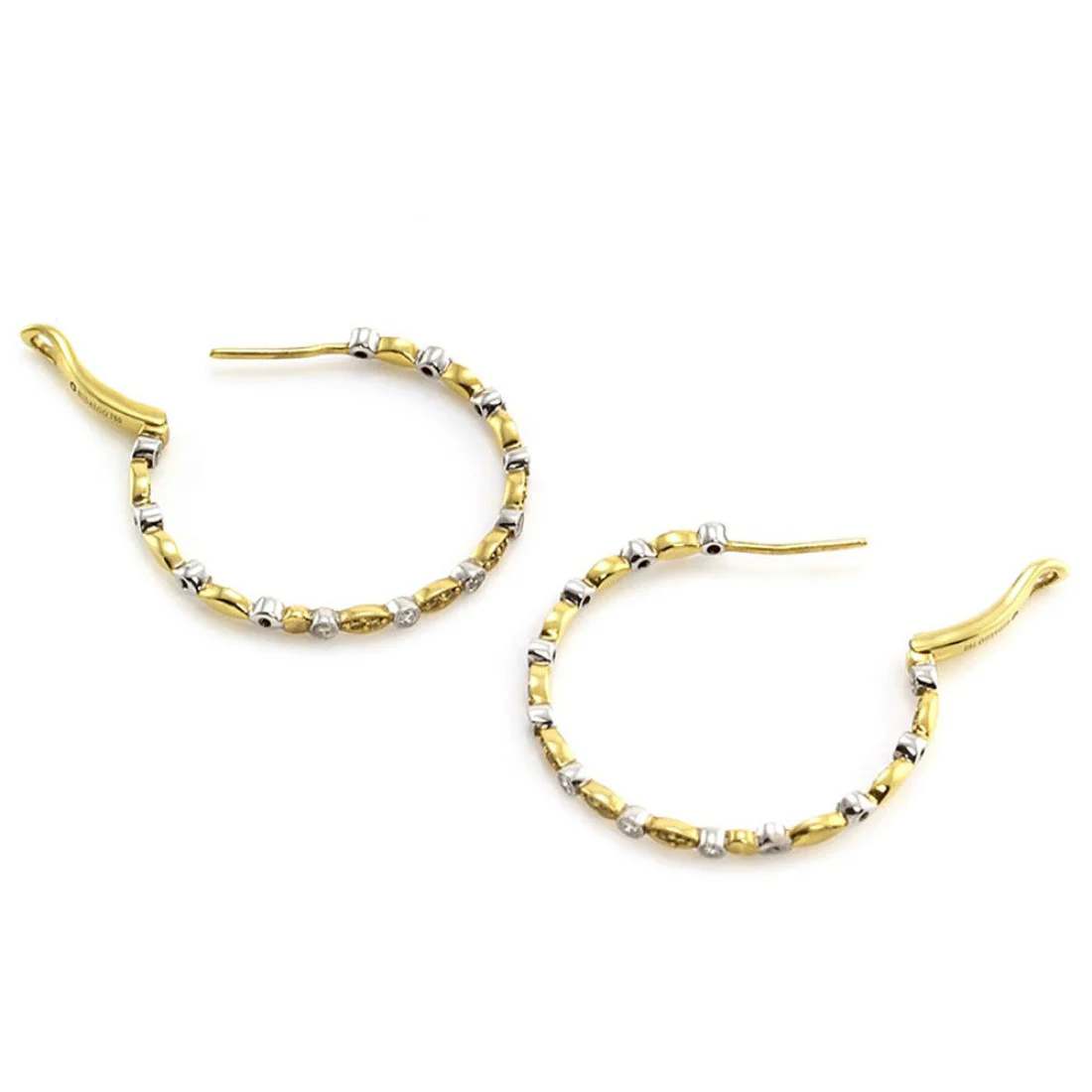 Hidalgo Yellow and White Diamond Inside Outside Hoop Earrings in White & Yellow Gold - Image 2
