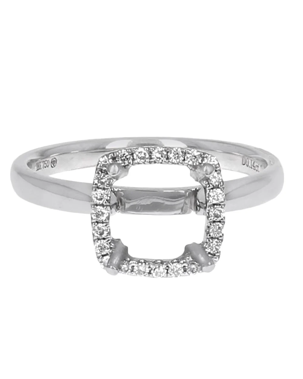High Polish Band with Cushion Diamond Halo in Gold - Image 2