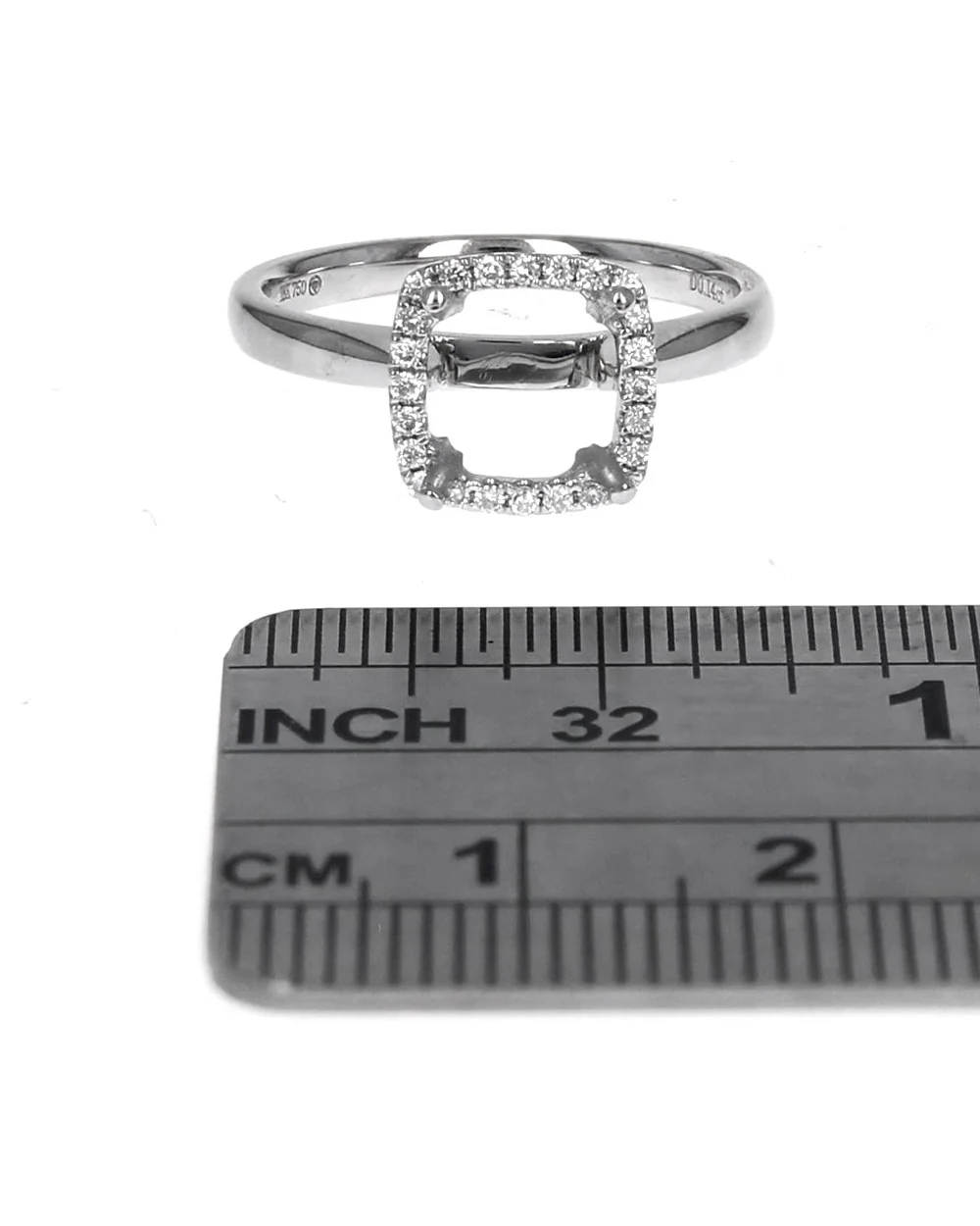 High Polish Band with Cushion Diamond Halo in Gold - Image 3