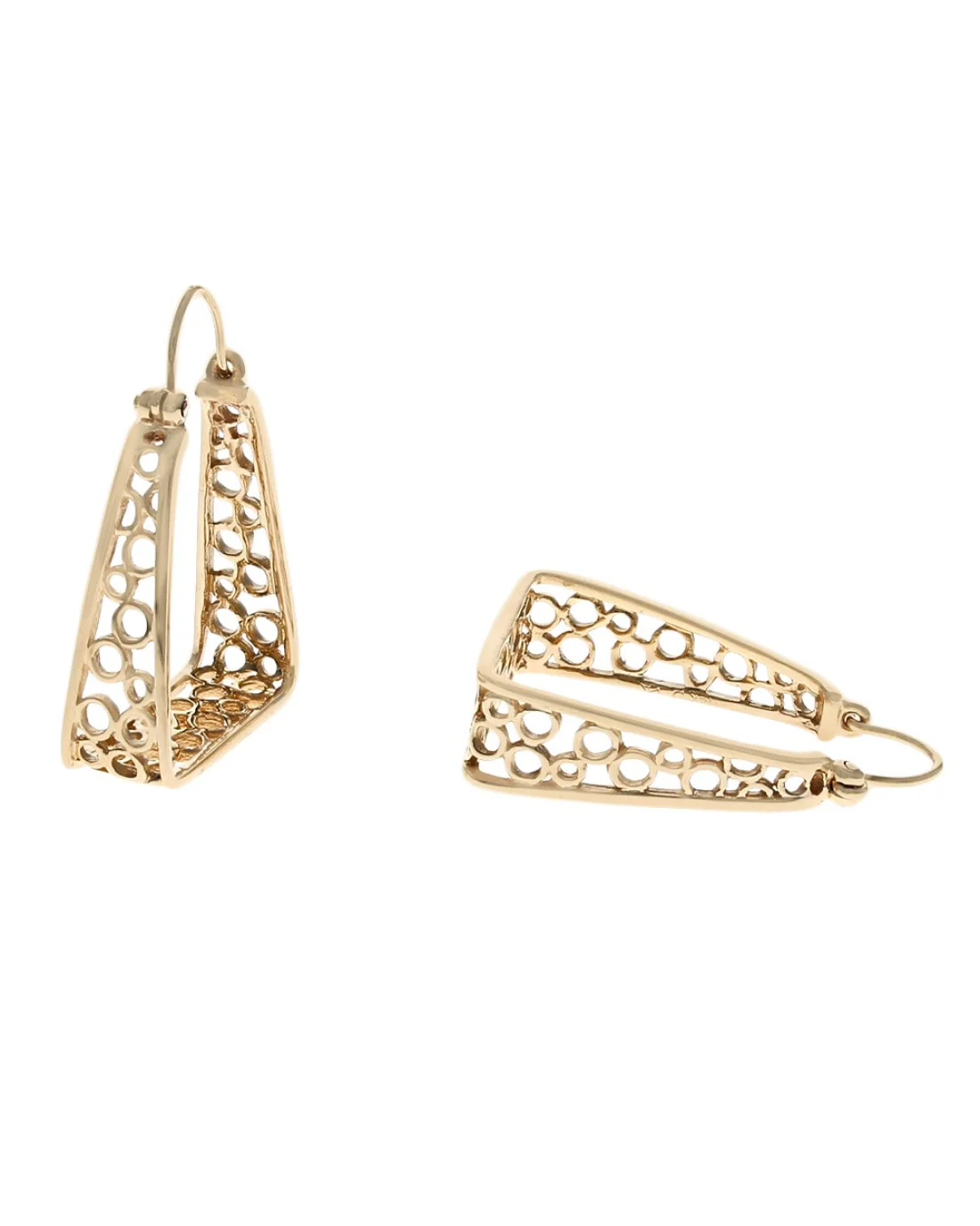 Honeycomb Trapezoid Earrings in Gold - Image 2