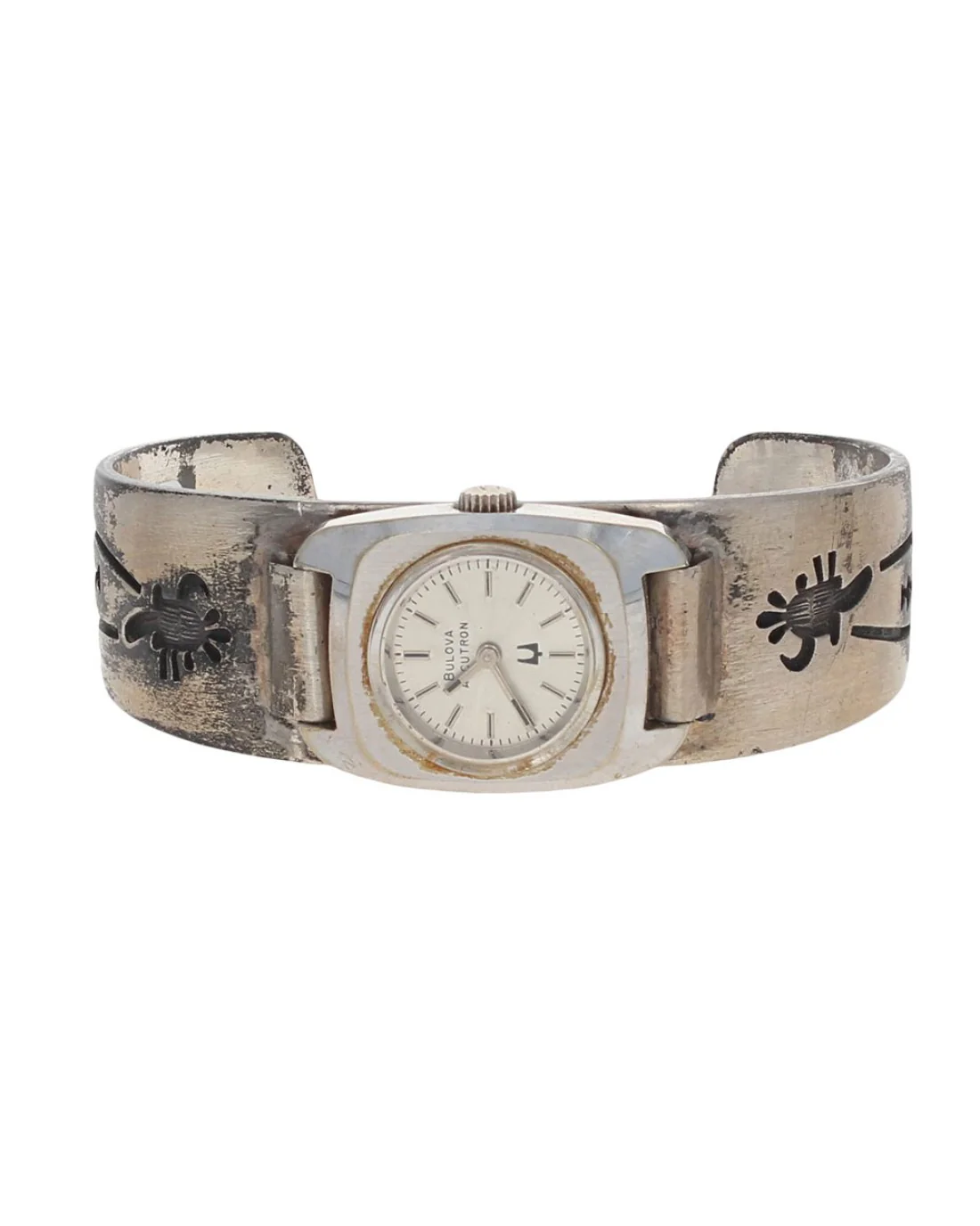 Hopi Hubert Yowytewa Sterling Silver Watch Cuff Bracelet - Image 2