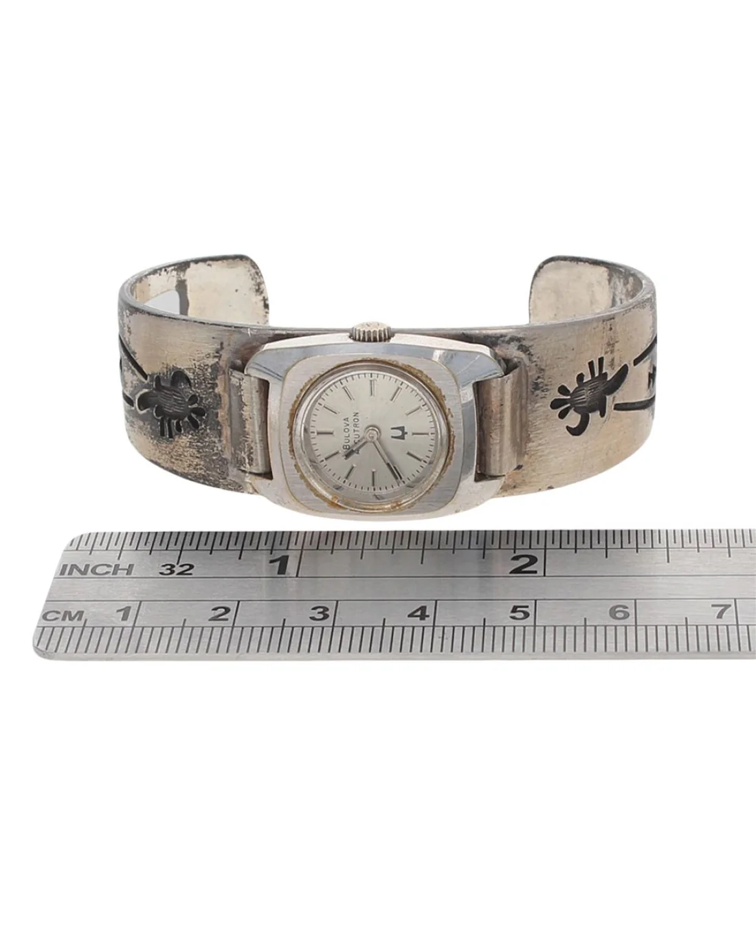 Hopi Hubert Yowytewa Sterling Silver Watch Cuff Bracelet - Image 4