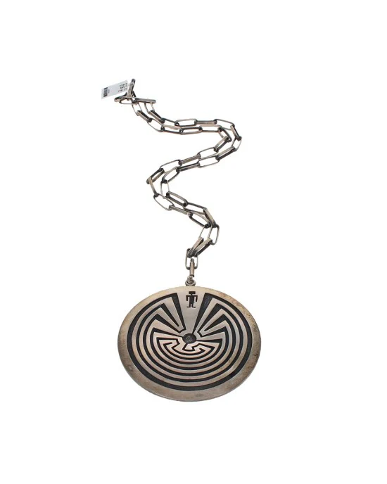 Hopi Sterling Silver Man in the Maze Reversible Necklace - Image 2