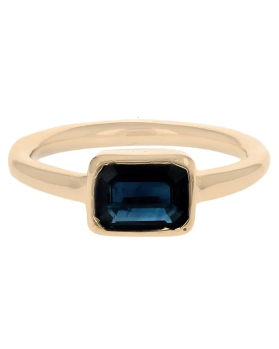 Horizontal Set Sapphire Solitaire Ring - Image 2