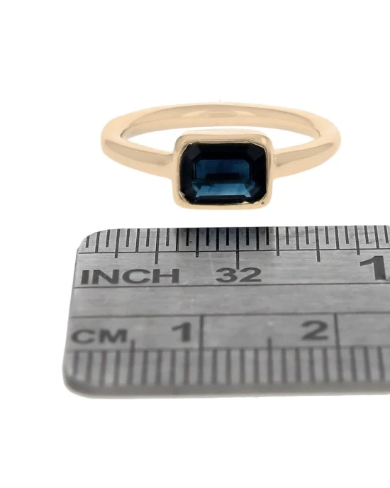 Horizontal Set Sapphire Solitaire Ring - Image 3