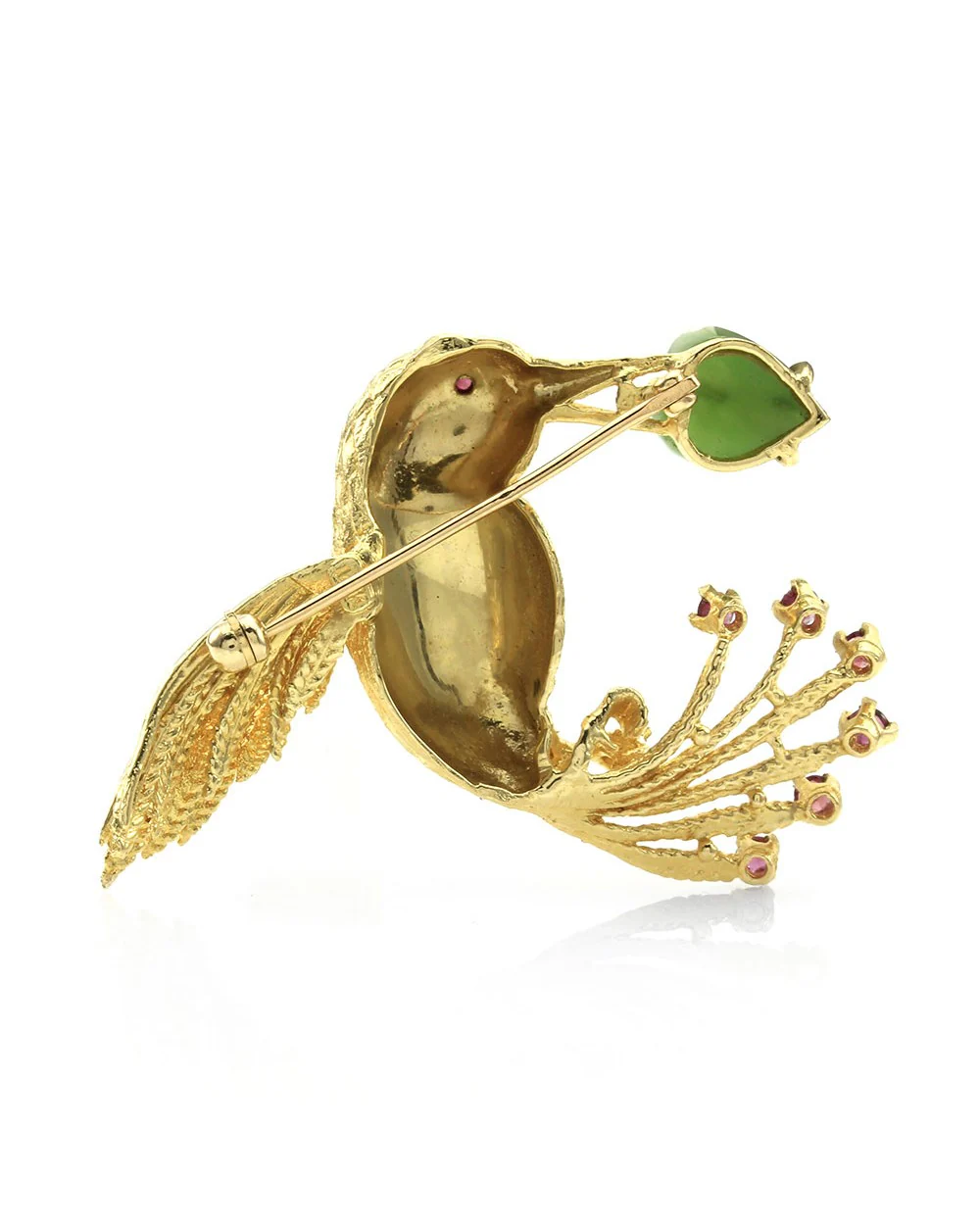 Hummingbird Pin with Garnets in Gold - Image 2