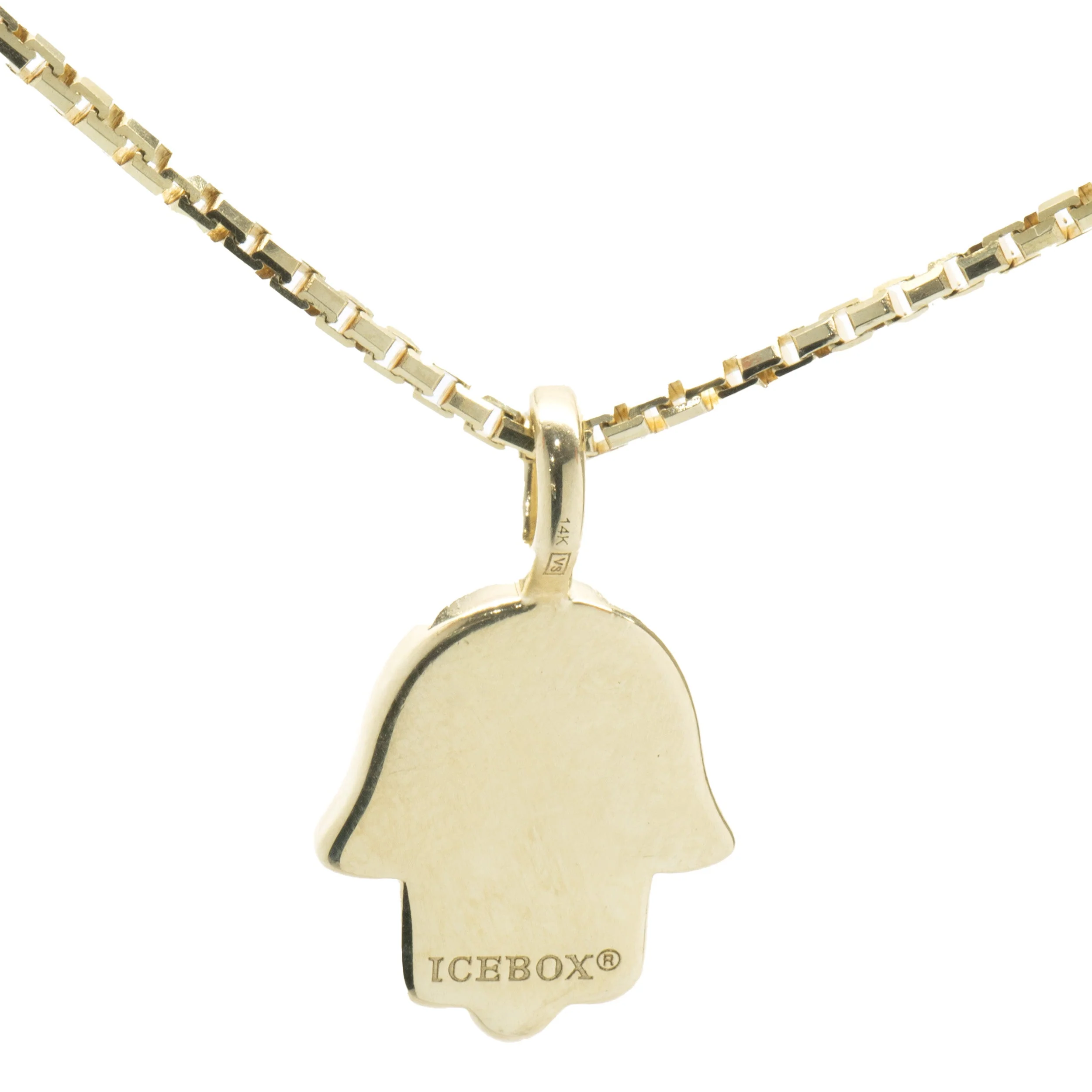 Ice Box 14 Karat Yellow Gold Pave Diamond Hamsa Necklace - Image 3