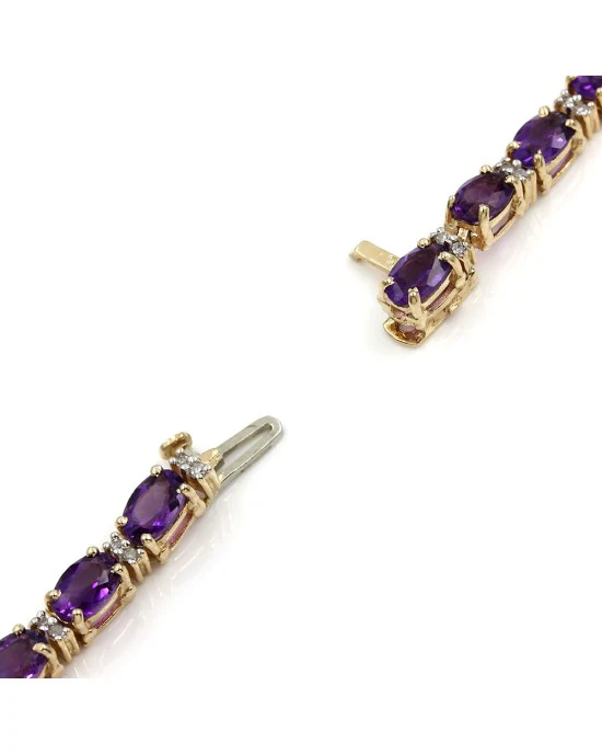 Inline Amethyst and Diamond Bracelet in Gold - Image 2