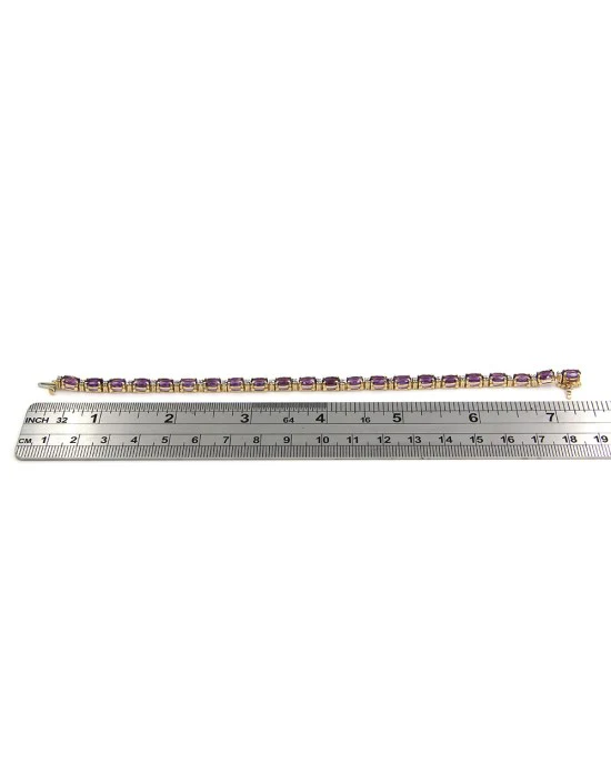 Inline Amethyst and Diamond Bracelet in Gold - Image 3