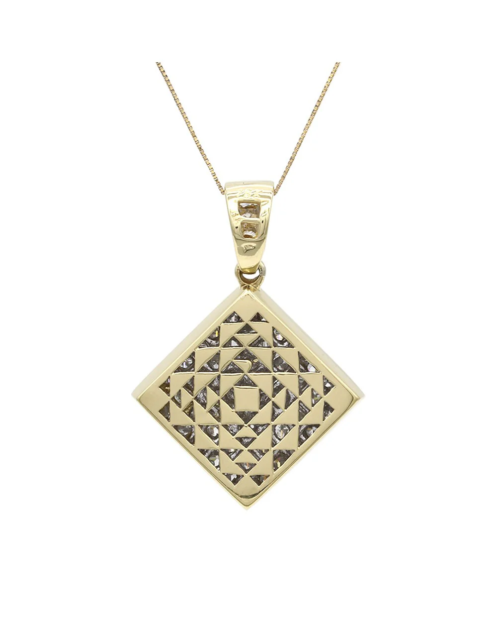 Invisible Set Princess Diamond Pendant in Gold - Image 2