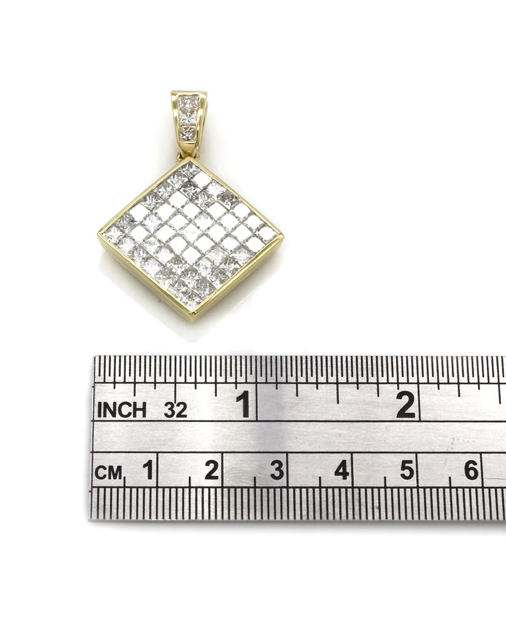 Invisible Set Princess Diamond Pendant in Gold - Image 3