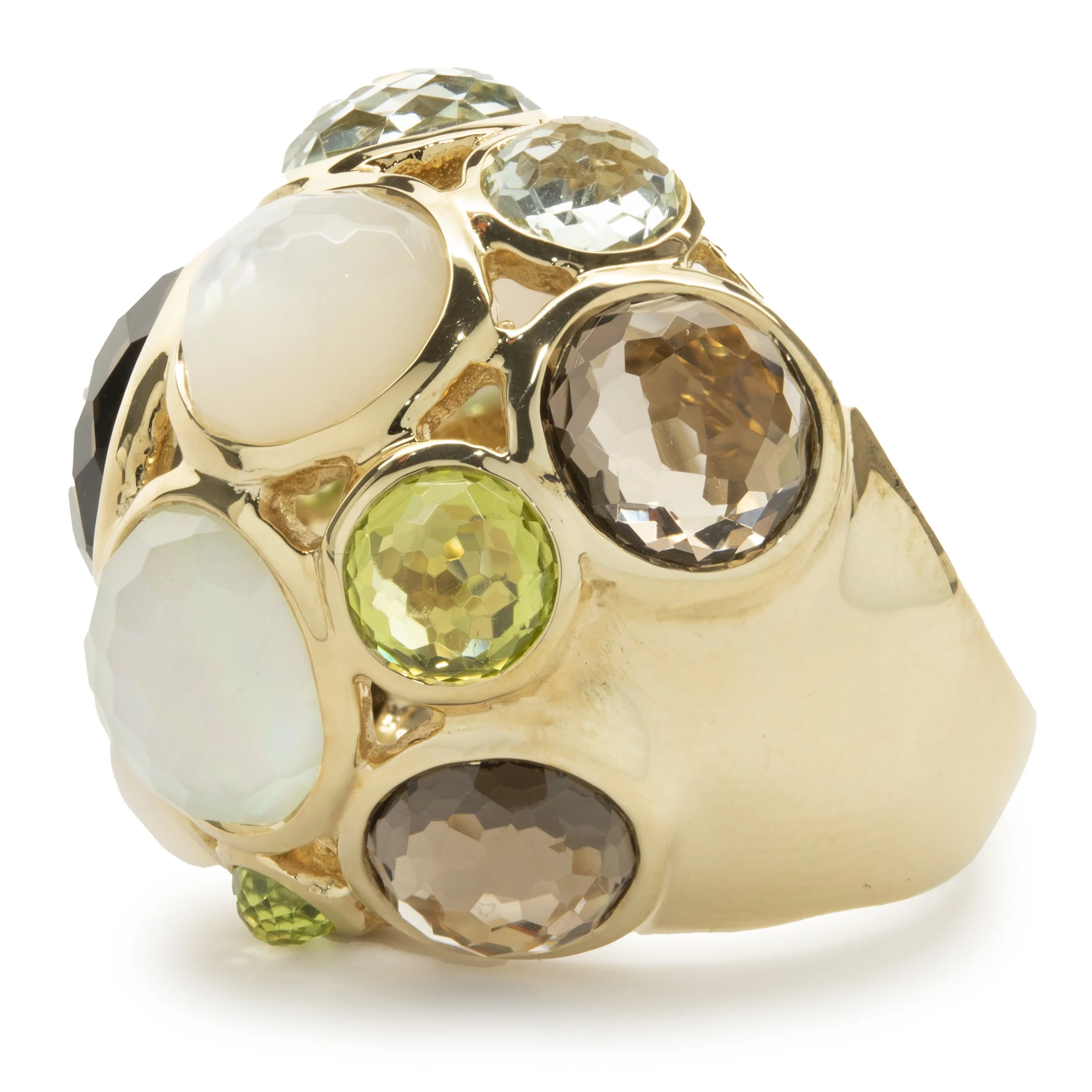 Ippolita 18 Karat Yellow Gold Bezel Set Multi Gemstone Dome Ring - Image 4