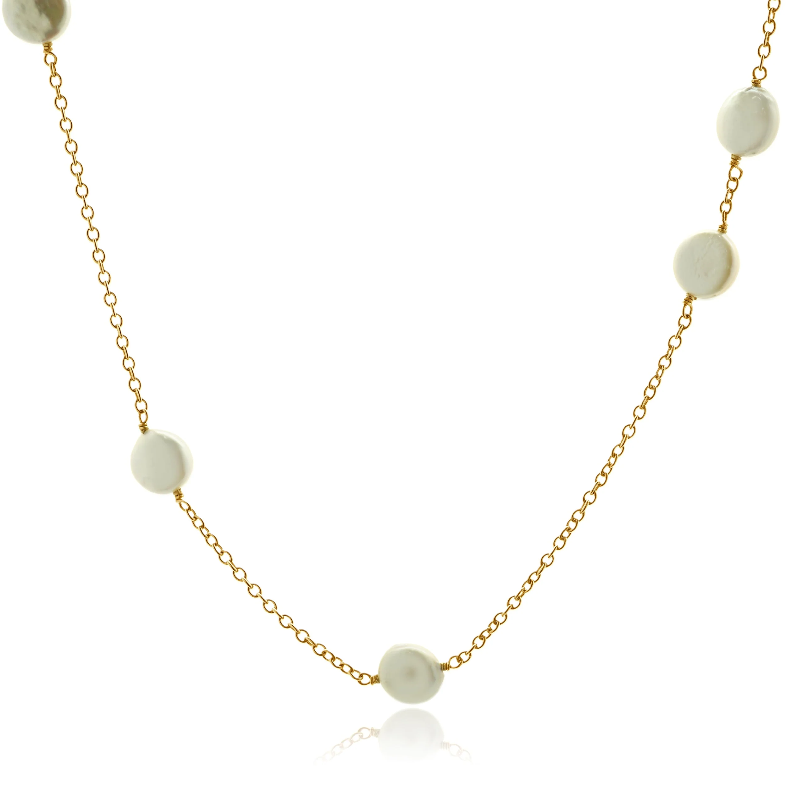 Ippolita 18 Karat Yellow Gold Coin Pearl Station Necklace