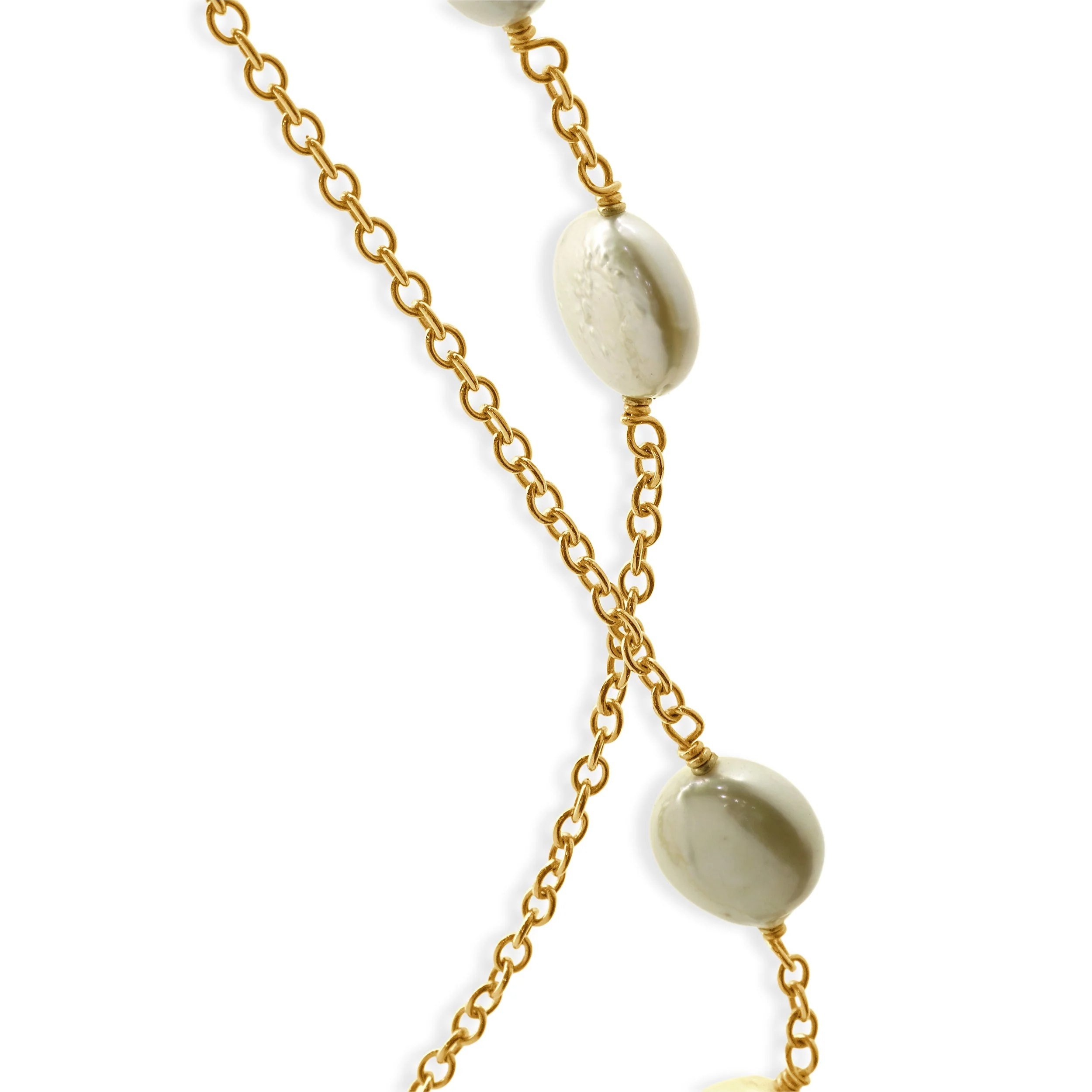 Ippolita 18 Karat Yellow Gold Coin Pearl Station Necklace - Image 4