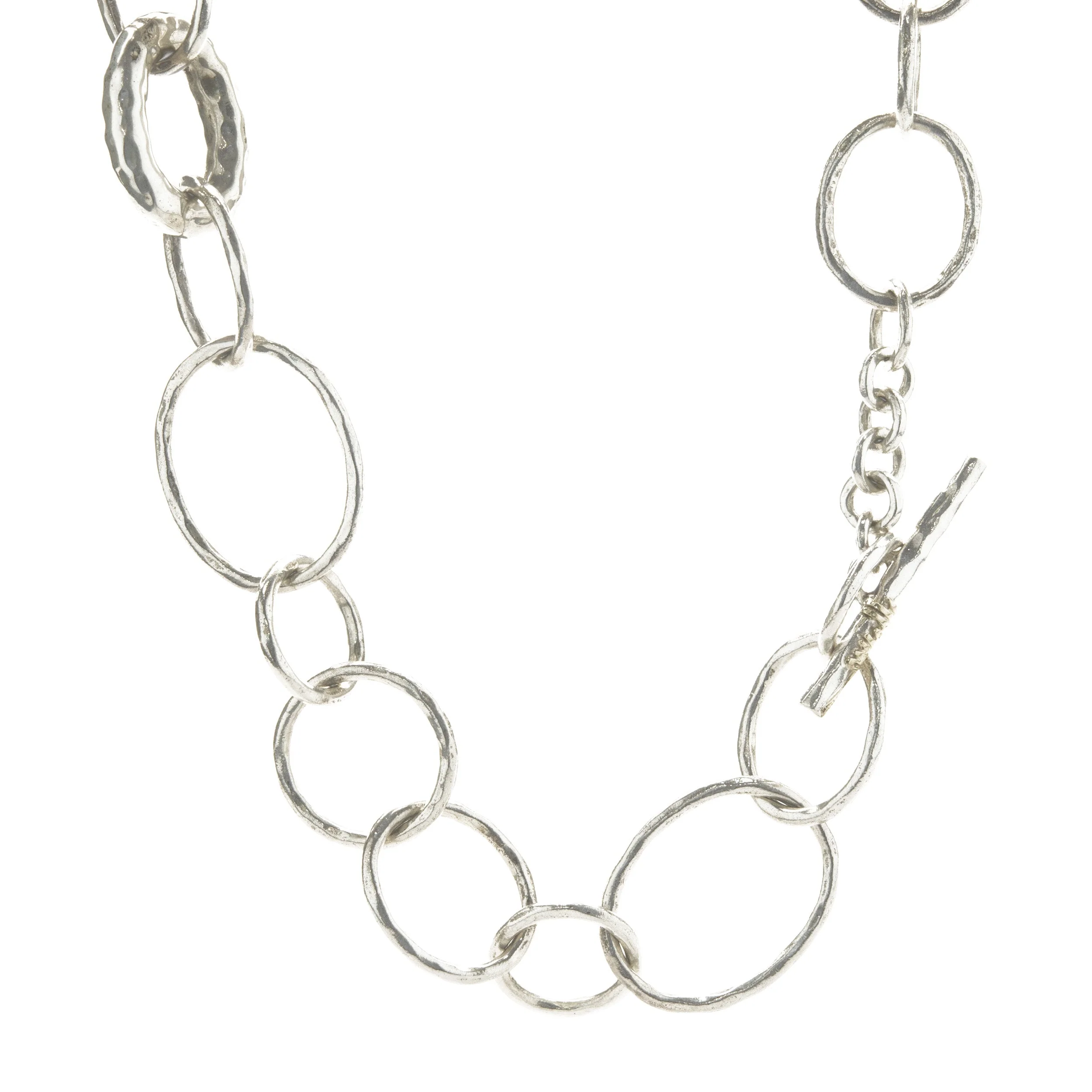 Ippolita Sterling Silver Hammered Circle Link Necklace - Image 4