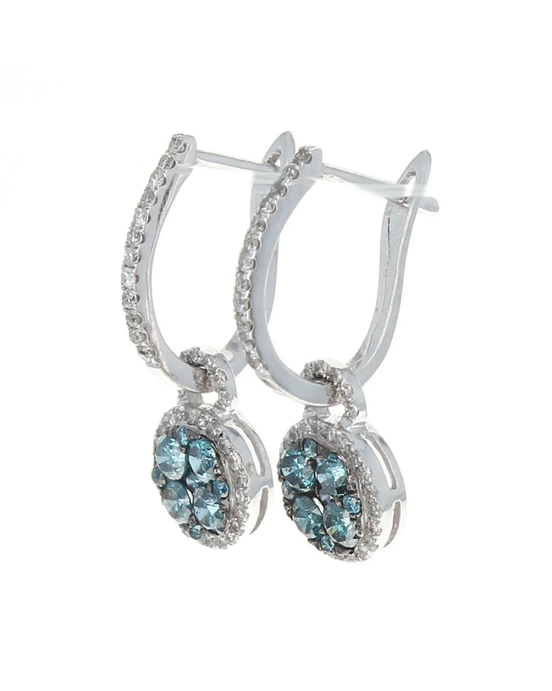 Irradiated Blue Diamond Halo Charm Drop Earrings - Image 2
