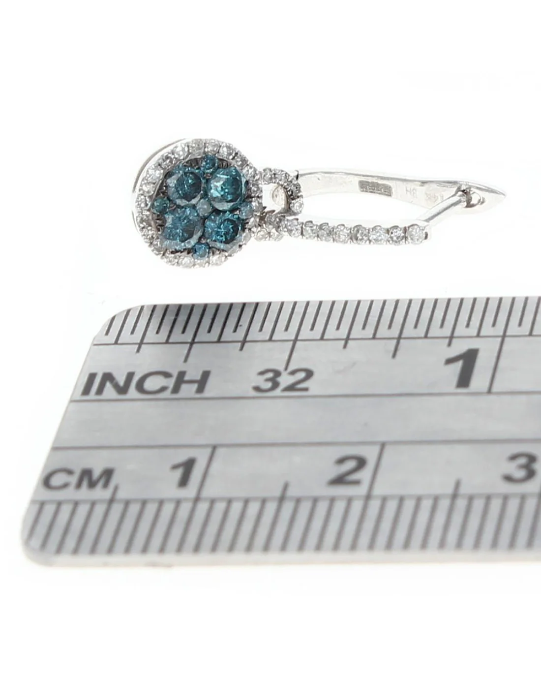 Irradiated Blue Diamond Halo Charm Drop Earrings - Image 3