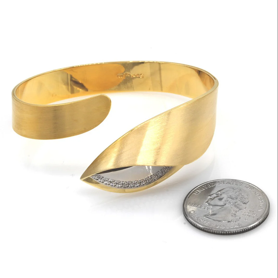 Isabelle Fa 18K Yellow & White Gold Pave Diamond Cuff Bracelet - Image 2
