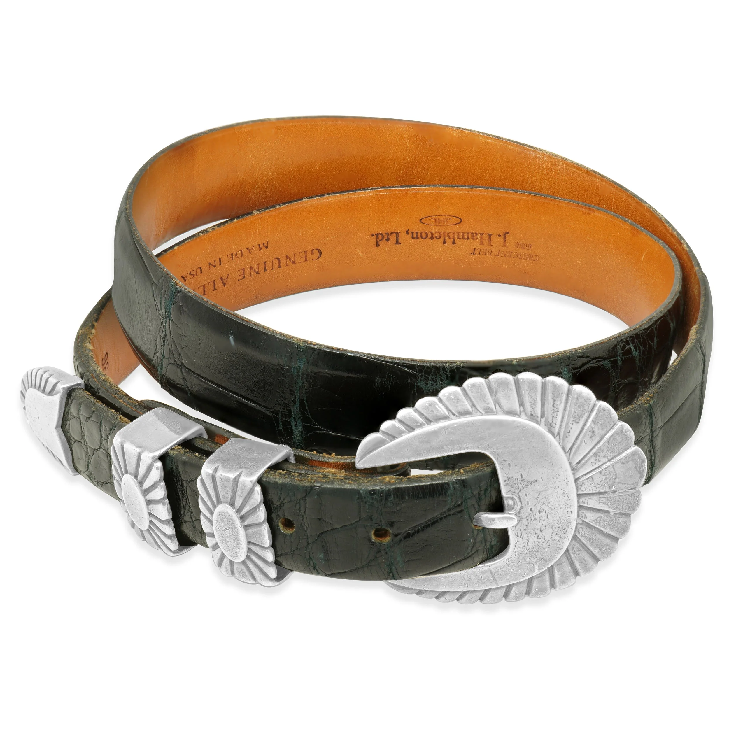 J. Hambleton Sterling Silver Belt w/ Genuine Alligator - Image 2