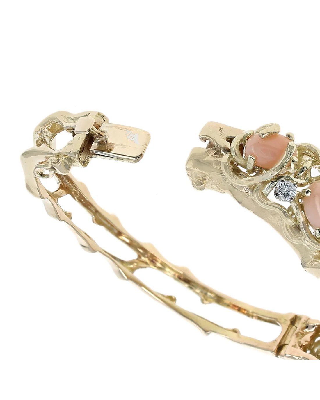 Jack Gutschneider Coral and Diamond Open Bangle Bracelet - Image 2