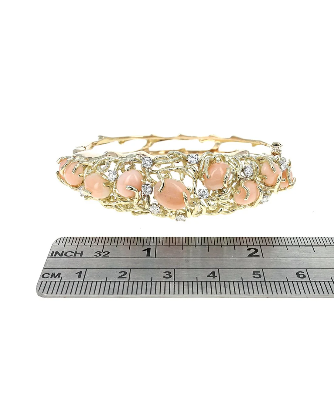 Jack Gutschneider Coral and Diamond Open Bangle Bracelet - Image 3