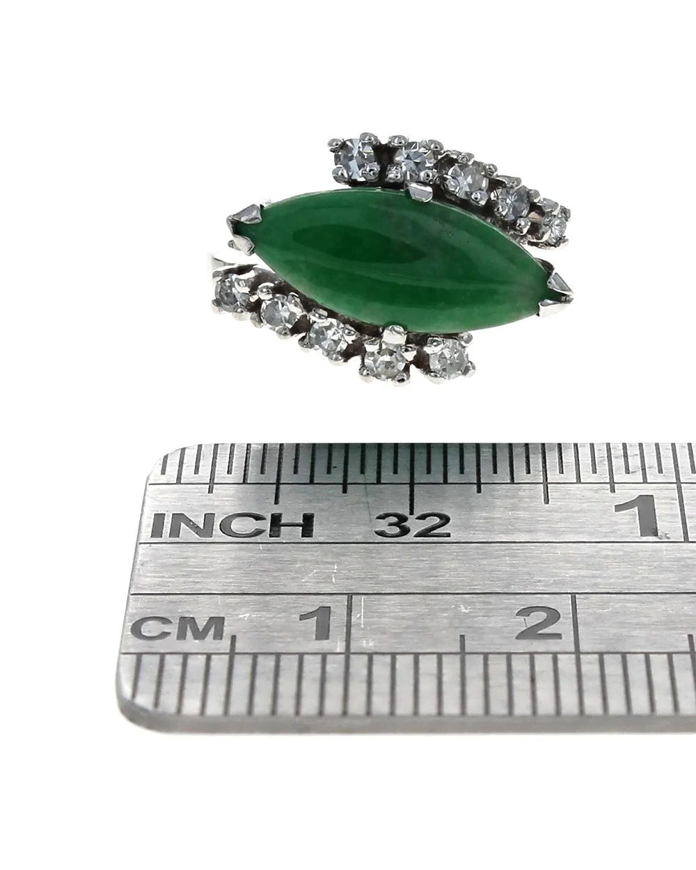 Jadeite and Diamond Bypass Ring - Image 3