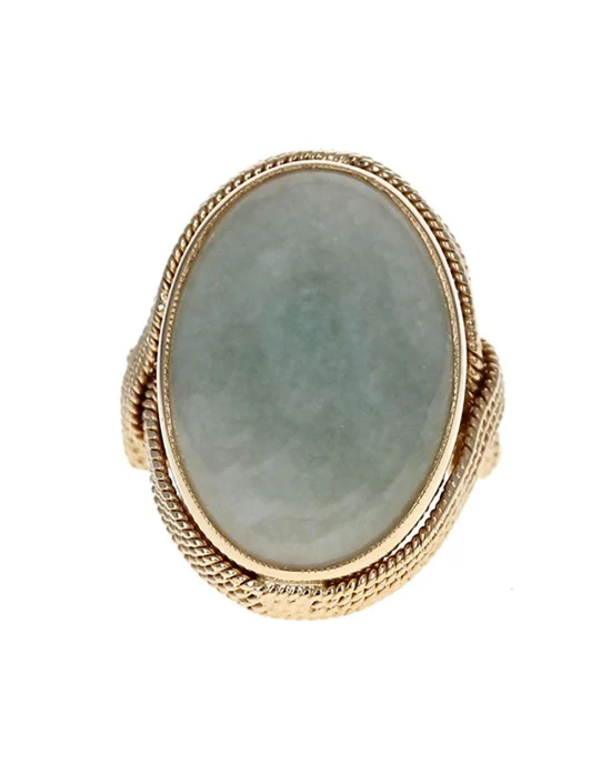 Jadeite Cabochon Braided Ring in Yellow Gold - Image 2