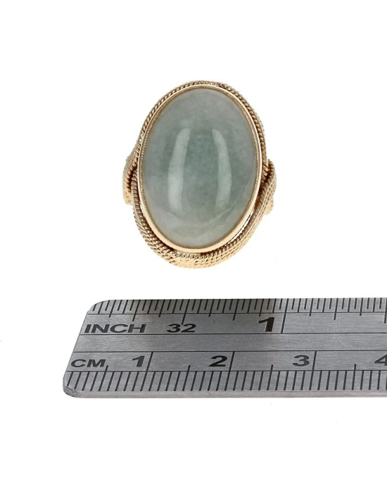 Jadeite Cabochon Braided Ring in Yellow Gold - Image 3