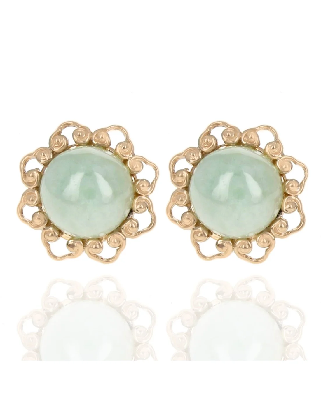 Jadeite Cabochon Stud Earrings