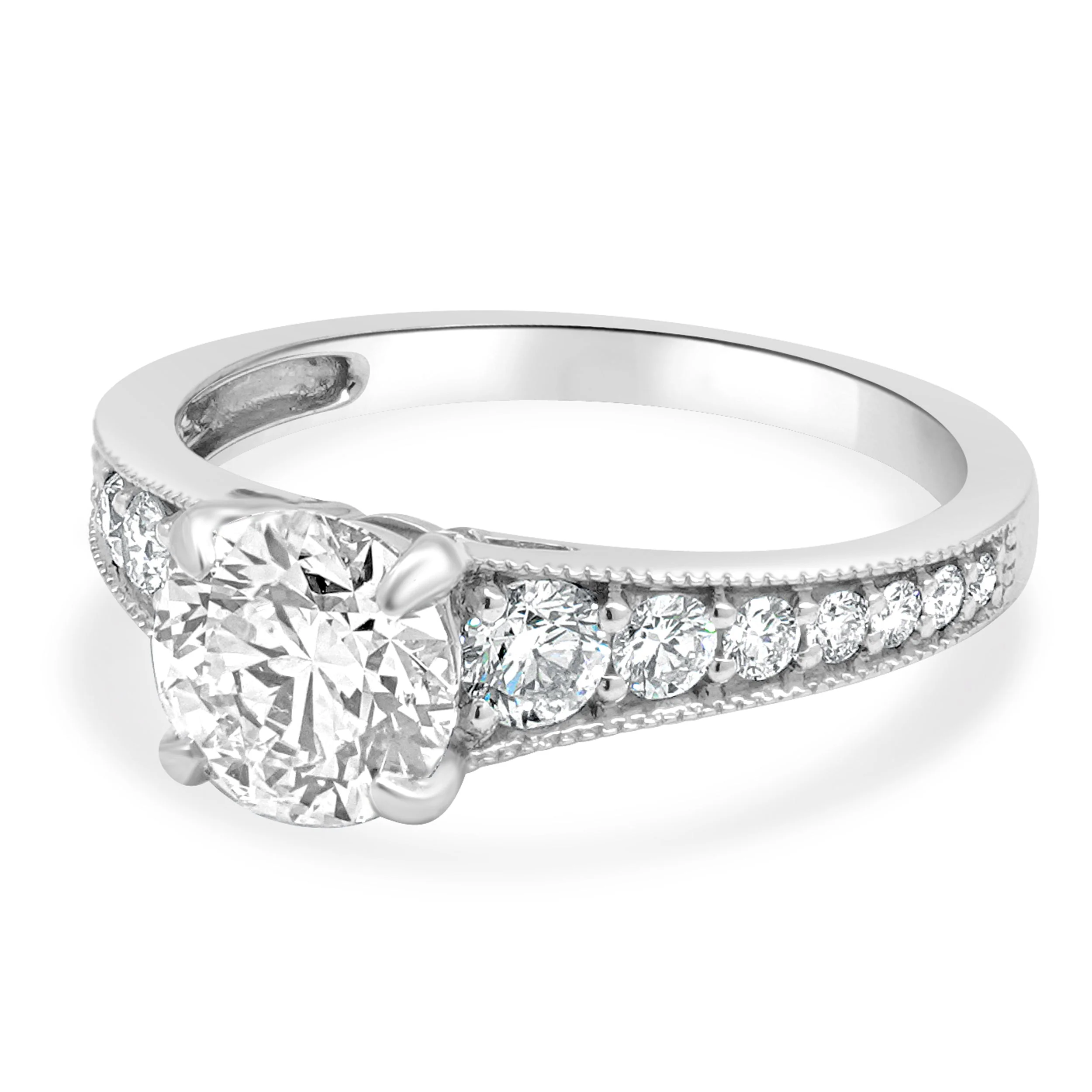 John Atencio Platinum GIA Certified Round Brilliant Cut Diamond Milgrain Engagement Ring - Image 2