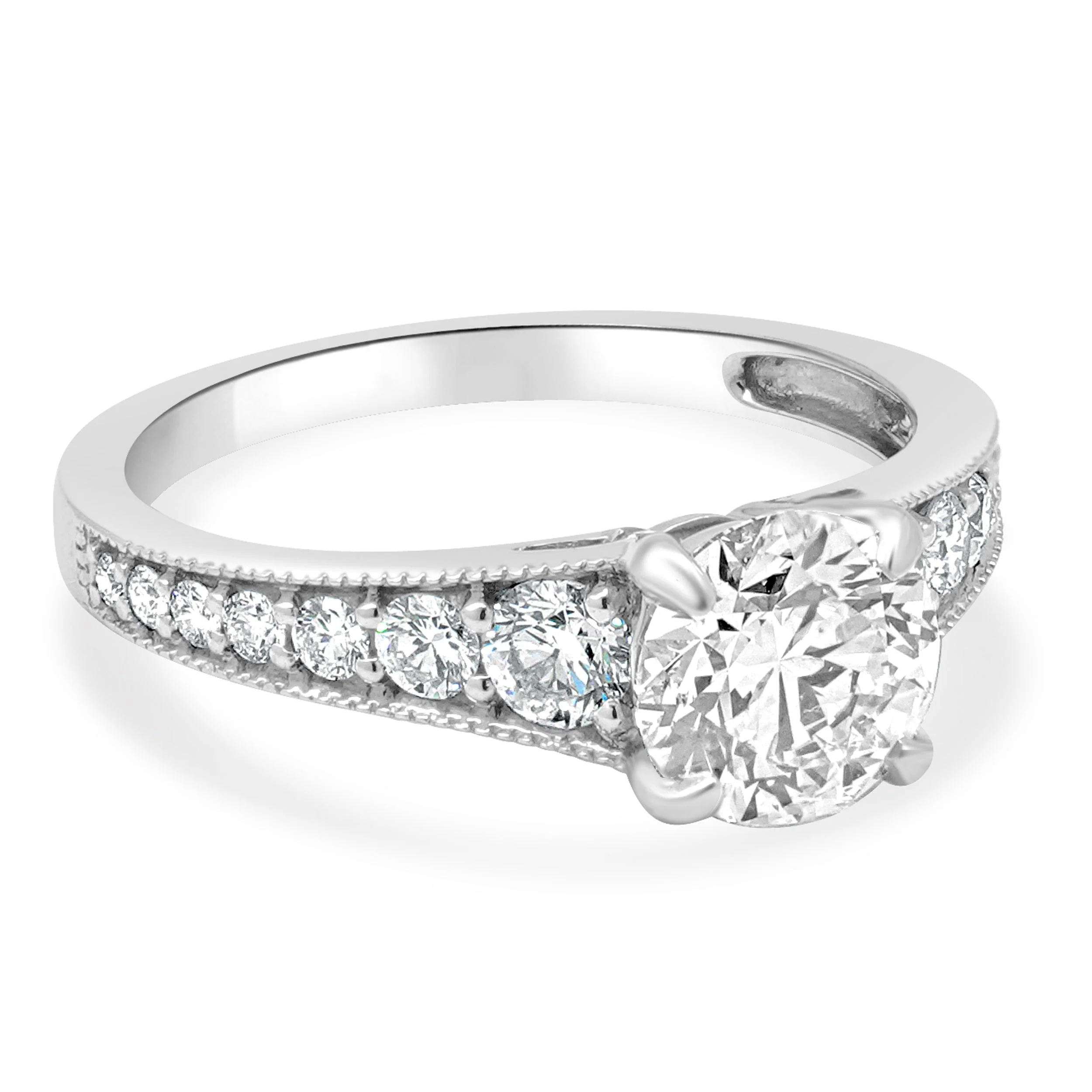 John Atencio Platinum GIA Certified Round Brilliant Cut Diamond Milgrain Engagement Ring - Image 3