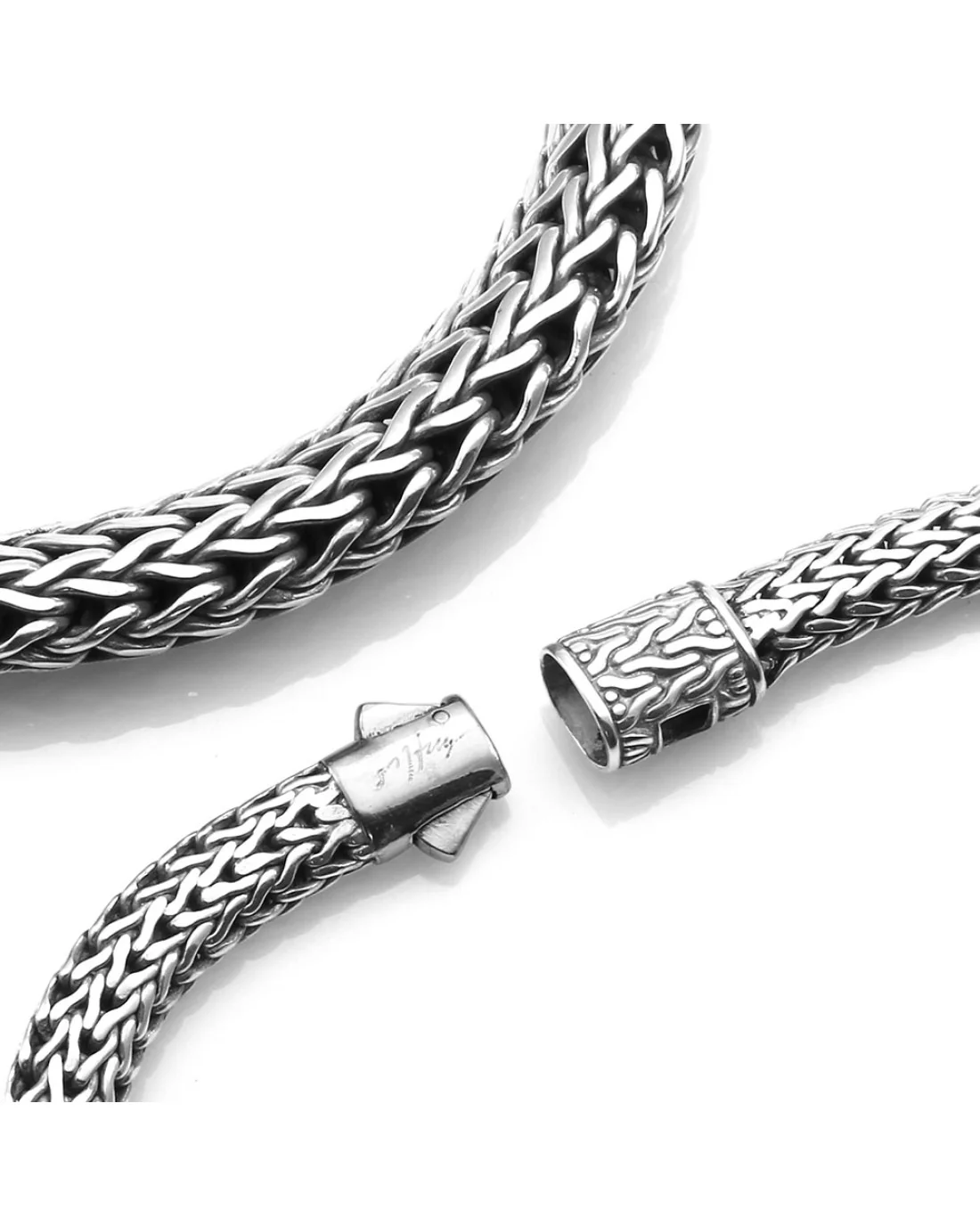 John Hardy Hand Signed Classic Wheat Graduated Sterling Necklace - Image 3