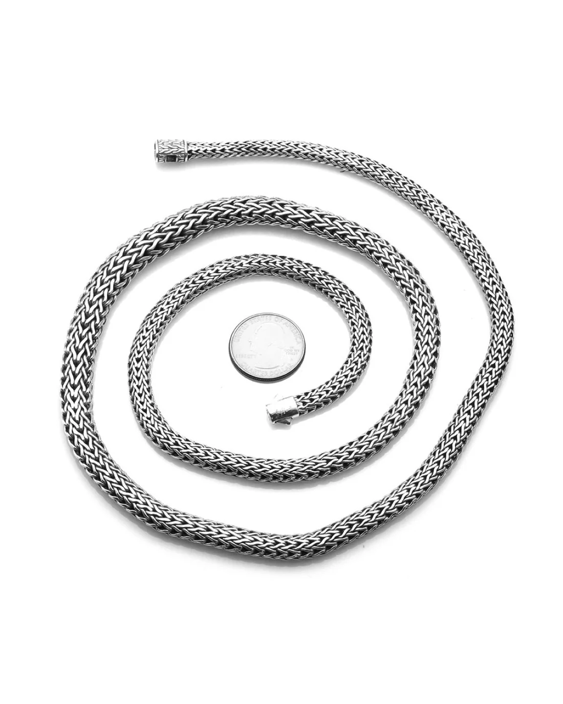 John Hardy Hand Signed Classic Wheat Graduated Sterling Necklace - Image 4