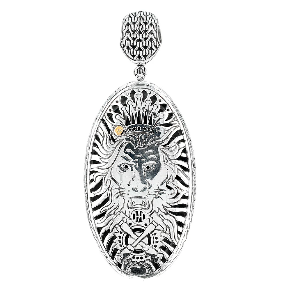 John Hardy Palu Hammered Lion Enhancer Pendant in Silver and Gold - Image 2